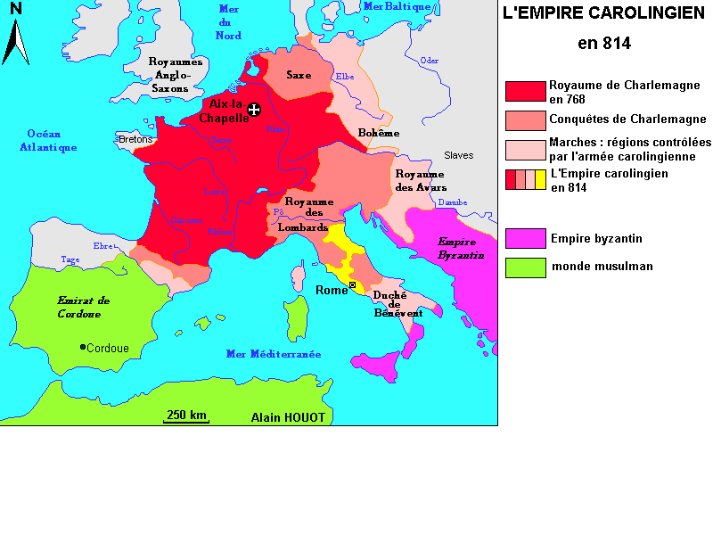 Eu carolingien empire charlemagne 814